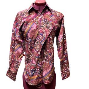 Vintage 80's Latigo Maroon Printed Western Shirt Button-Down Long Sleeves